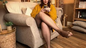 Watching My Sheer Nylon Clad Legs & Being Ignored