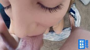 Close-Up BIG Facial! Amateur Babe Sucks & Swallows