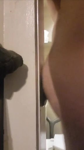 Fat White Boy Rides Dildo on Wall