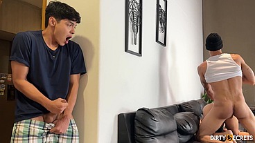 MY STEPSON MASTURBATES WATCHING A THIEF FUCKS ME WITH HIS BIG COCK