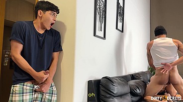 MY STEPSON MASTURBATES WATCHING A THIEF FUCKS ME WITH HIS BIG COCK