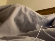 Under the covers masturbating while friend in same room. Hot cumming straight guy wanking, cumshot