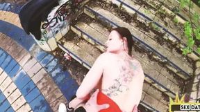German sex freaked out redhead gets inked &mdash;  railed hard in outdoor POV