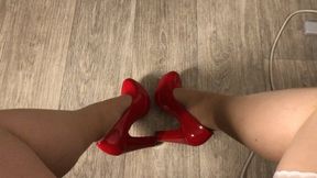 Red heels dangling!