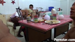 Hot babe Carly Parker enjoys group fuck session hardcore