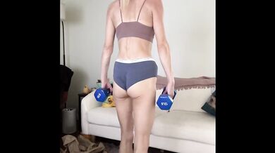Skinny blonde butt and leg workout