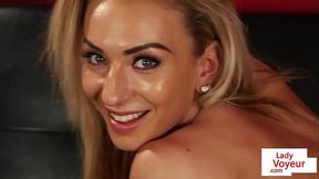 Busty babe instructs male sub wank till cum