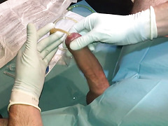 First Time painful catheter insertion peehole cumshot x