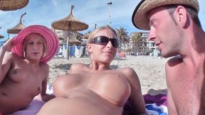 Busty MILF and her friend are pleasuring a lucky guy