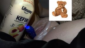 4k-ASMR YOGURT FOOD FETISH- KINKY STEPSISTER MASTURBATES WITH DILDO- CUMFLATION HENTAI-  -ARABIAN SNOWWHITE