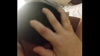 My man eating my pussy while wearing my panties on his head