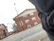 Stroking my bulge on busy street (I NEED a NASTY BITCH !)
