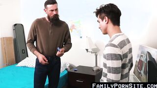 Charming stepson cums from his stepdads crude cock in his butt