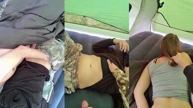 Morning tent sex with my big dick while her ass jiggles raw outdoors