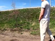 guy jerking off on an old street in the city