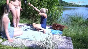 behind the scenes of nesty, sissy & diane chrystall outdoor orgy with escaped prisoner