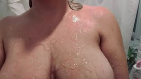 Big Wet Titties in the Shower Getting Soaked