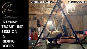 (1080P) INTENSE TRAMPLING IN RIDING BOOTS. REAL SESSION - Vivienne l'Amour and Genna James let you into a private session where dressed in Jodhpur's and Riding Boots they deliver an Intense and Extreme Facesitting and Trampling Session