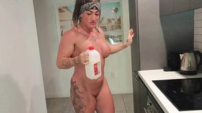 Tattooed female model gets nailed and milked