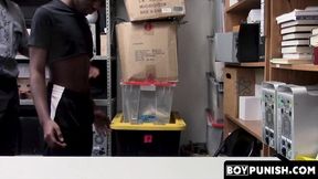 Thieving ebony twink's punishment: raw, hard pounding and hot, sticky facials