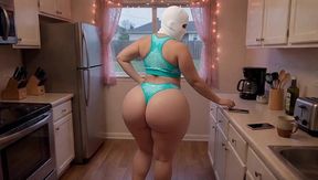 Stepmother Doing Yoga in the Kitchen