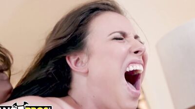 White MILF is pulled by the hair while being fucked from behind