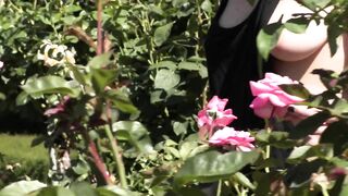 Teaser - Flashing into a Loose Dress at a Delicious Rose Garden