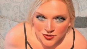 Strapon and big cleavage tease