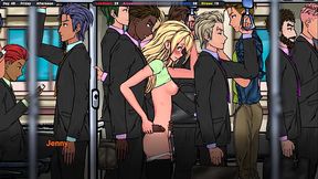 A horny stranger on a bus asked for help with his erection. Hentai Game.