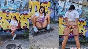 risky huge pissing on the street - fun & crazy