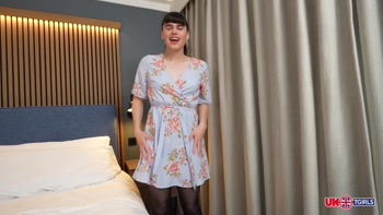Brunette Tgirl's Bedroom Solo Delight with Toy