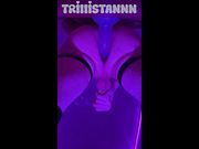 Femboy uses a dildo and cums (leg shaking)