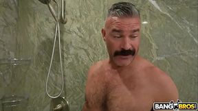 Busty MILF deep throats and rides in cowgirl