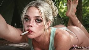 my stepsister sucked my dick while her boyfriend spent time in the tent...that smoking little slut let me fuck her afterward!! [ai]