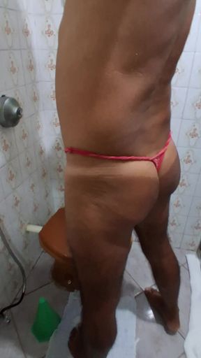 Ladysmith Masturbating in the Bathroom in Her Panties Showing off Her Tanned Ass with Sexy Mark