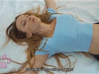 Oops... Step son inadvertently cum in step mamma after screwed step sister Polly Yangs in shared daybed at night in hotel room