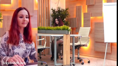 Jeny Smith pretends it's a job interview but slowly teases the guy on camera