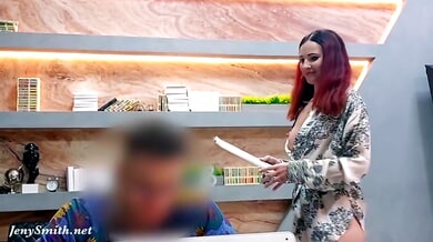 Jeny Smith pretends it's a job interview but slowly teases the guy on camera