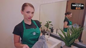 Petite cutie gives a deepthroat blowjob and rides cock in cowgirl position.