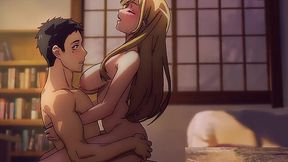 Hot blonde rides her boyfriend's cock and moans like crazy - My dress up darling hentai