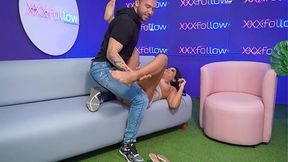 Brunette beauty RosanaGutierrez sucks and humps enormous black cock