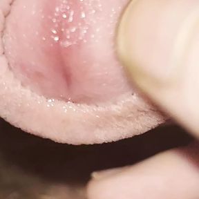 foreskin play close up with precum