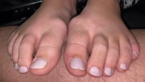 WHITE POLISHED LONG TOES FOOTJOB - FULL HD