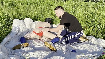 Male fucks puppy in the forest