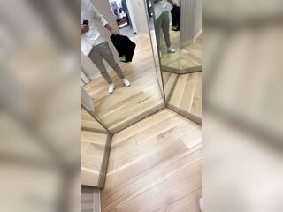 Man jerks off in public dressing room until cum