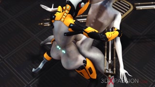 Shemale sex cyborg fucks hard an alien in the underground and secret US military base