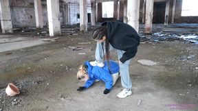VICTORIA - Humiliation of a pet in an abandoned building! (4K)