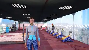 Brave Brunette in Foxy Fallout Gear Tempts Fate at the Gym