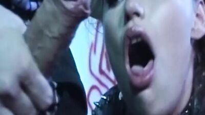 Mature Brunette MILF Sucks Cock and Takes Facial