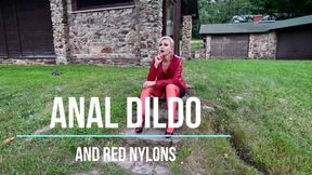 Outdoor Anal Fuck with a Big Rubber Dildo